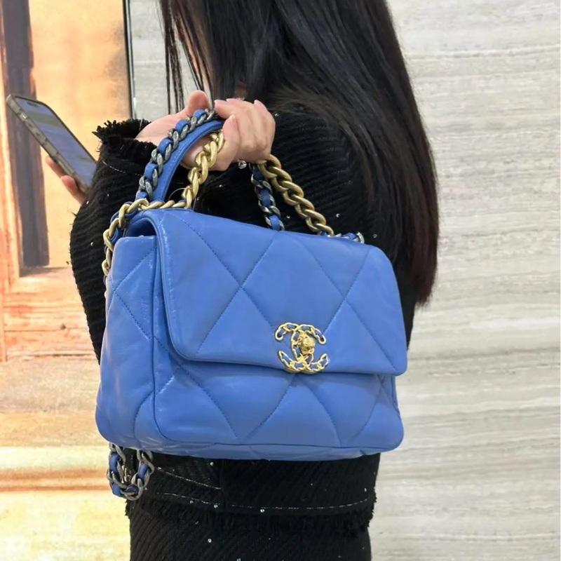 #99新閒置 #全網最甜💰 香奈兒19bag土耳其藍30cm黃金尺寸✨-1