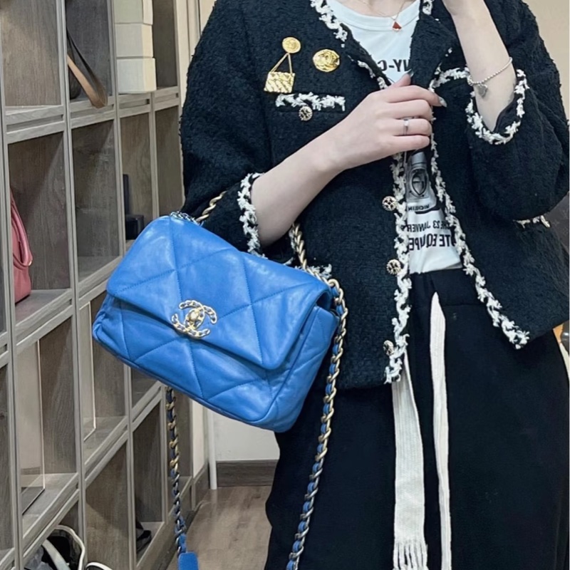 #99新閒置 #全網最甜💰 香奈兒19bag土耳其藍30cm黃金尺寸✨-3