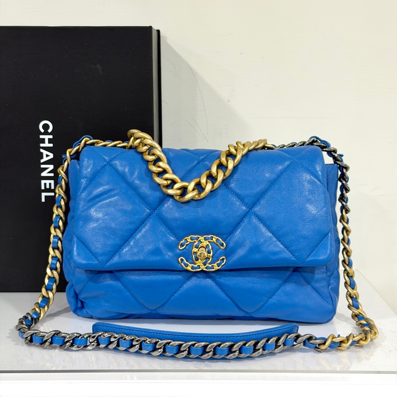 #99新閒置 #全網最甜💰 香奈兒19bag土耳其藍30cm黃金尺寸✨-4