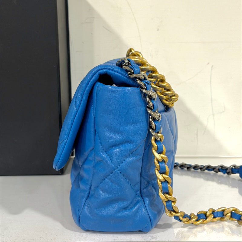 #99新閒置 #全網最甜💰 香奈兒19bag土耳其藍30cm黃金尺寸✨-7