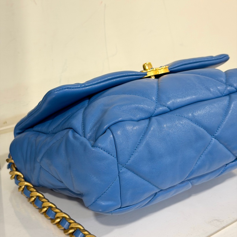 #99新閒置 #全網最甜💰 香奈兒19bag土耳其藍30cm黃金尺寸✨-9