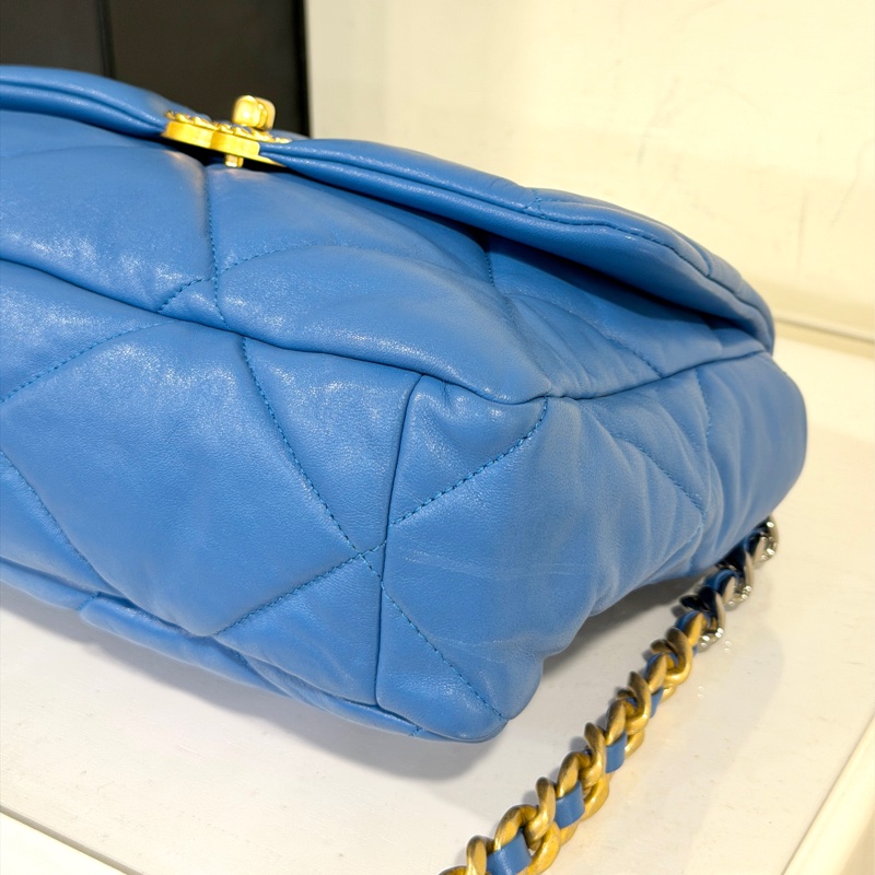 #99新閒置 #全網最甜💰 香奈兒19bag土耳其藍30cm黃金尺寸✨-10