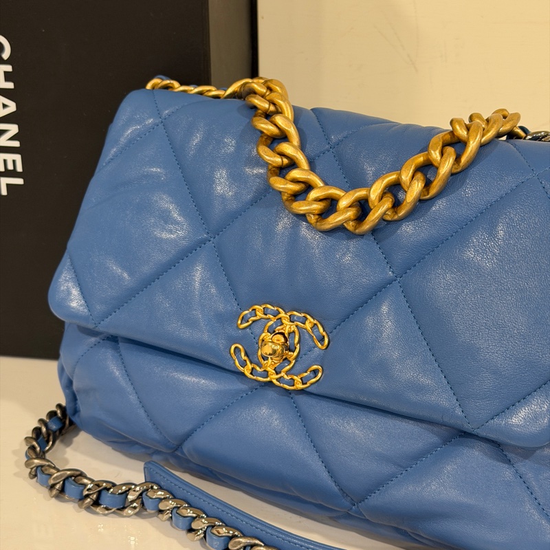 #99新閒置 #全網最甜💰 香奈兒19bag土耳其藍30cm黃金尺寸✨-13