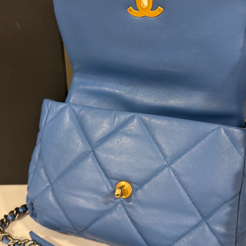 #99新閒置 #全網最甜💰 香奈兒19bag土耳其藍30cm黃金尺寸✨-14