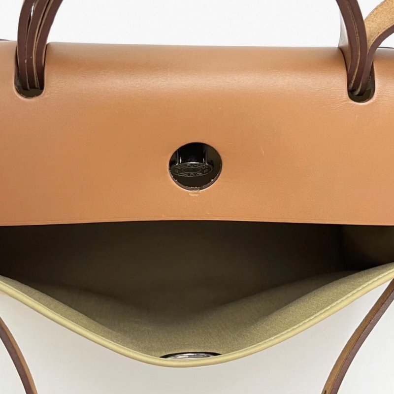 HERMES 帆布拼皮herbag31子母手提斜背包 31*25*11 98新配件塵袋鎖鑰匙-5