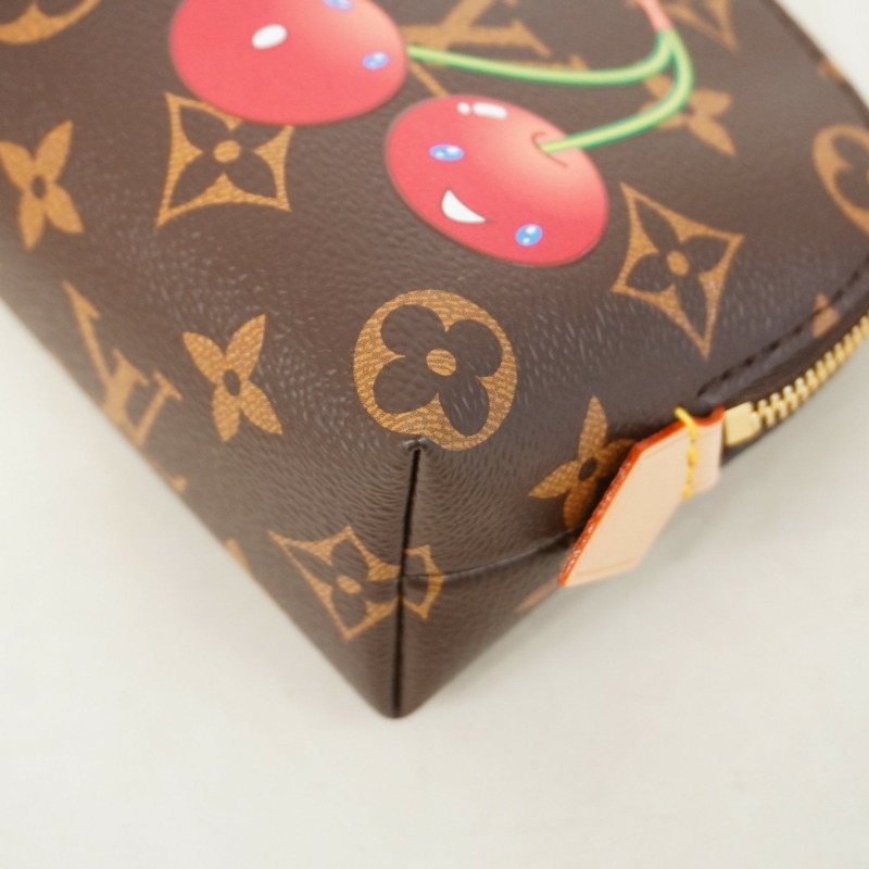 Louis Vuitton Monogram Cherry Pochette Tick PM M13766 與村上隆合作款,有棕色和紅色可選。-5