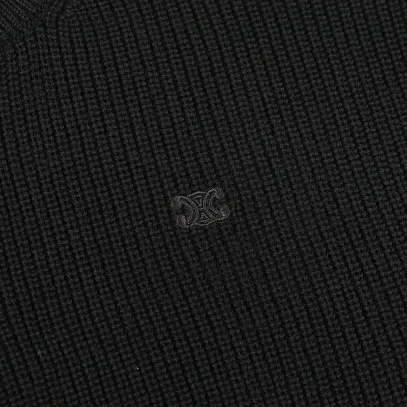 CELINE Triomphe Trucker 針織毛衣,羊毛材質,黑色,二手,男士 M 碼-5