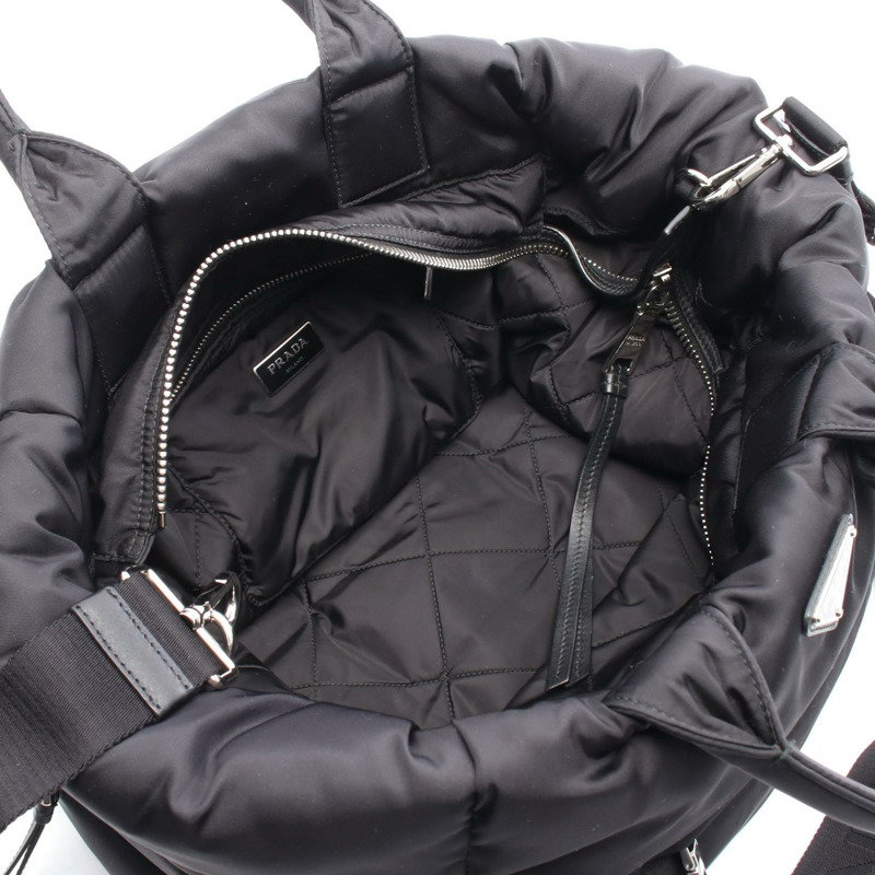 PRADA 尼龍皮革黑色三角形標誌手提單肩包，二手女款-2