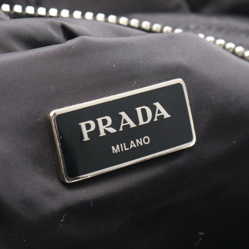 PRADA 尼龍皮革黑色三角形標誌手提單肩包，二手女款-3