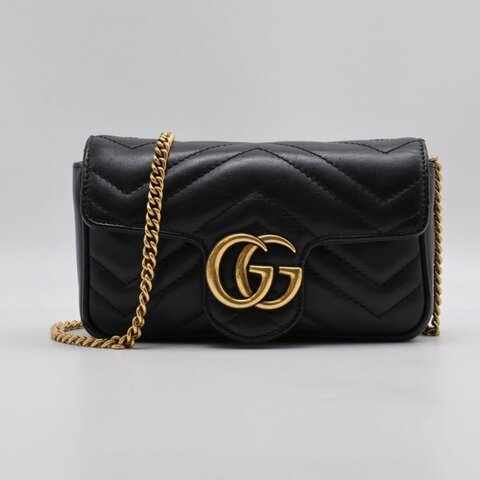 GUCCI Marmont Matelasse斜背包 - 16超迷你黑金