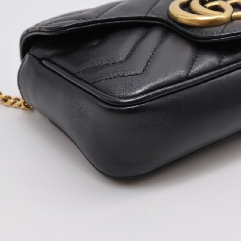 GUCCI Marmont Matelasse斜背包 - 16超迷你黑金-5