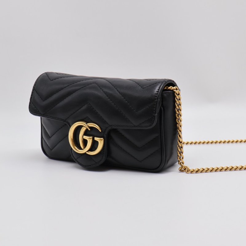 GUCCI Marmont Matelasse斜背包 - 16超迷你黑金-7