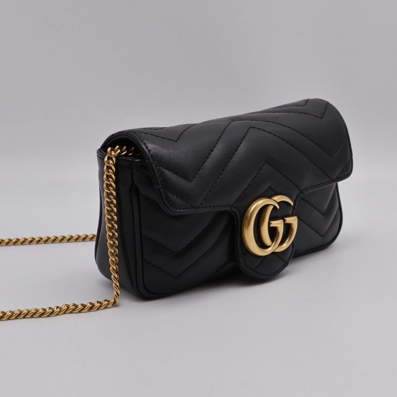 GUCCI Marmont Matelasse斜背包 - 16超迷你黑金-8