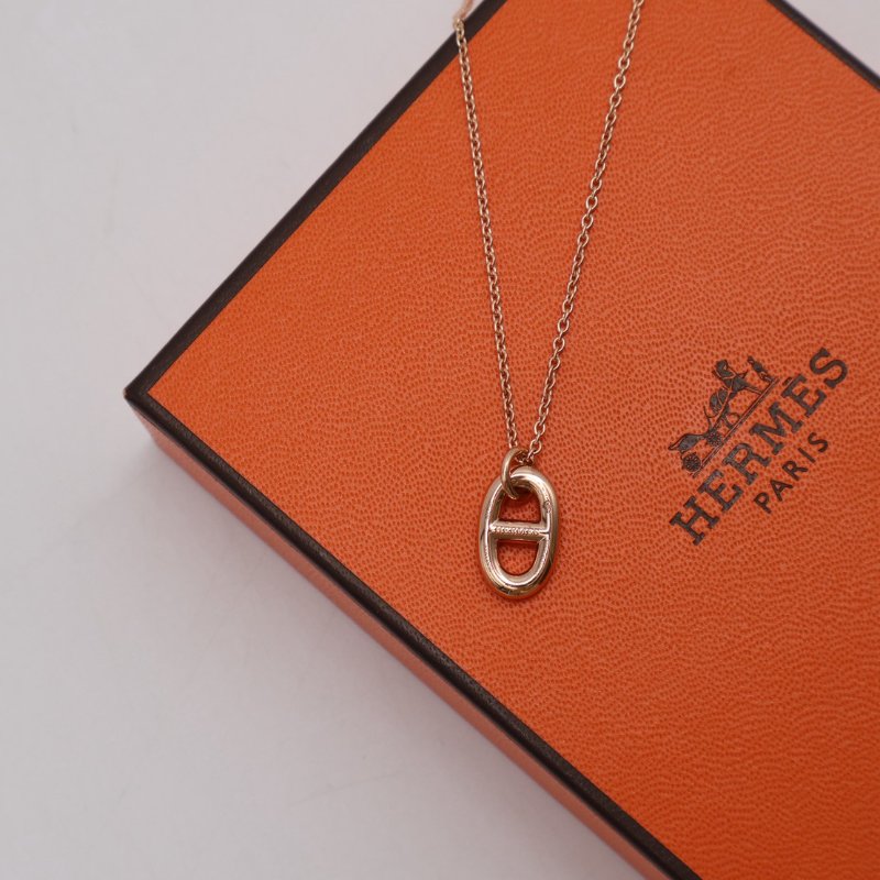HERMES Farandole pendant 18K玫瑰金豬鼻子項鍊-1