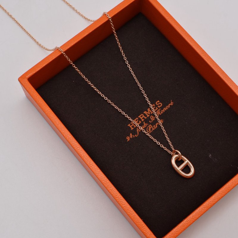 HERMES Farandole pendant 18K玫瑰金豬鼻子項鍊-2