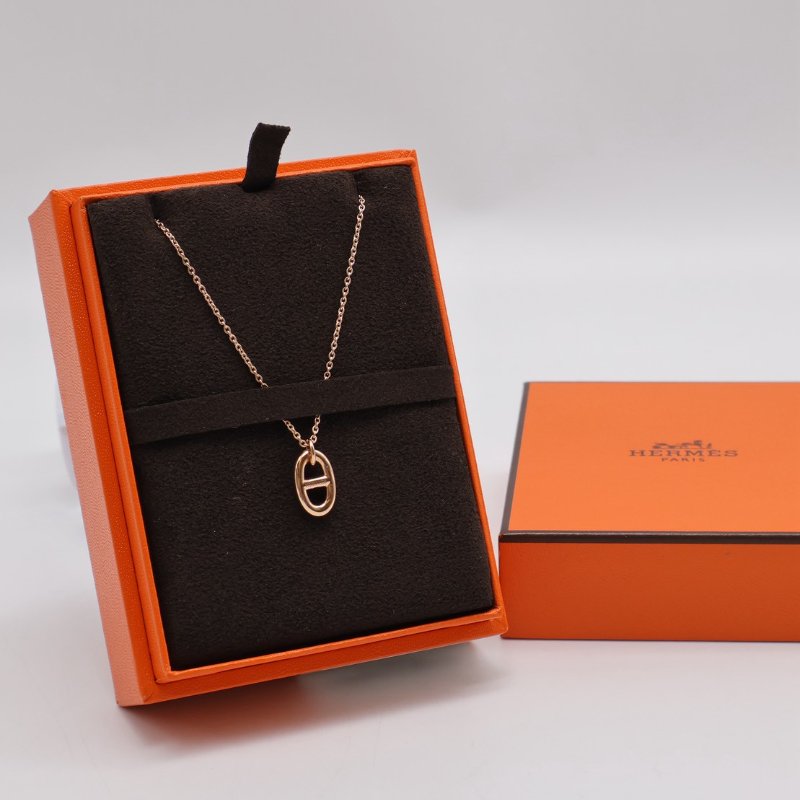 HERMES Farandole pendant 18K玫瑰金豬鼻子項鍊-5