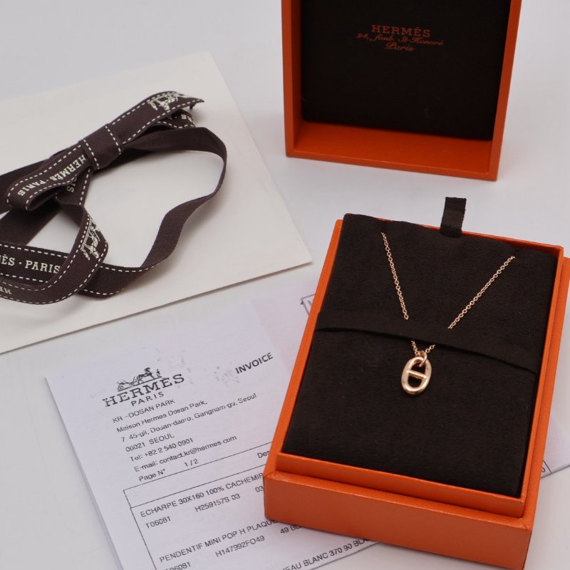 HERMES Farandole pendant 18K玫瑰金豬鼻子項鍊-6