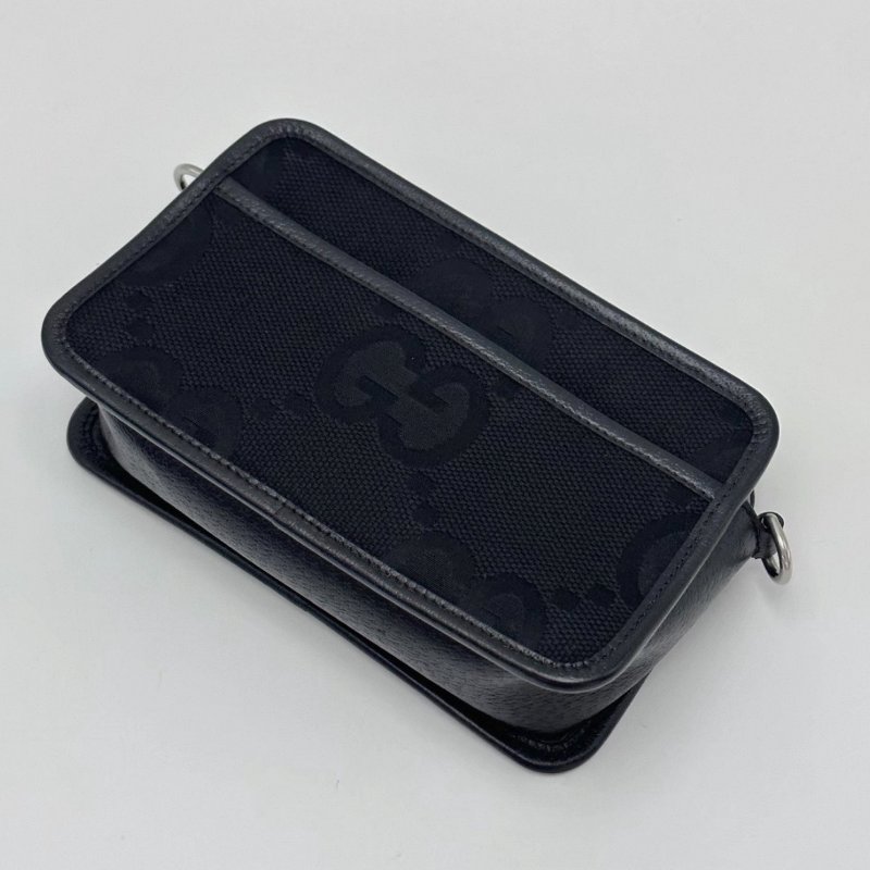 GUCCI 黑色老花雙G肩背斜背相機包 22*13.5*6 98新配件塵袋-3