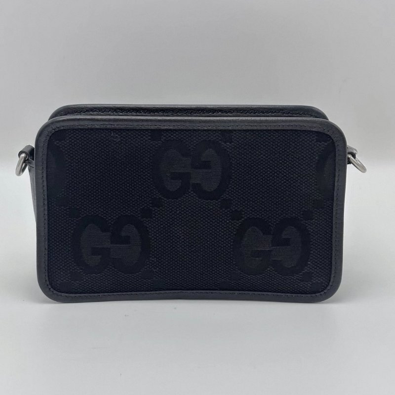GUCCI 黑色老花雙G肩背斜背相機包 22*13.5*6 98新配件塵袋-5