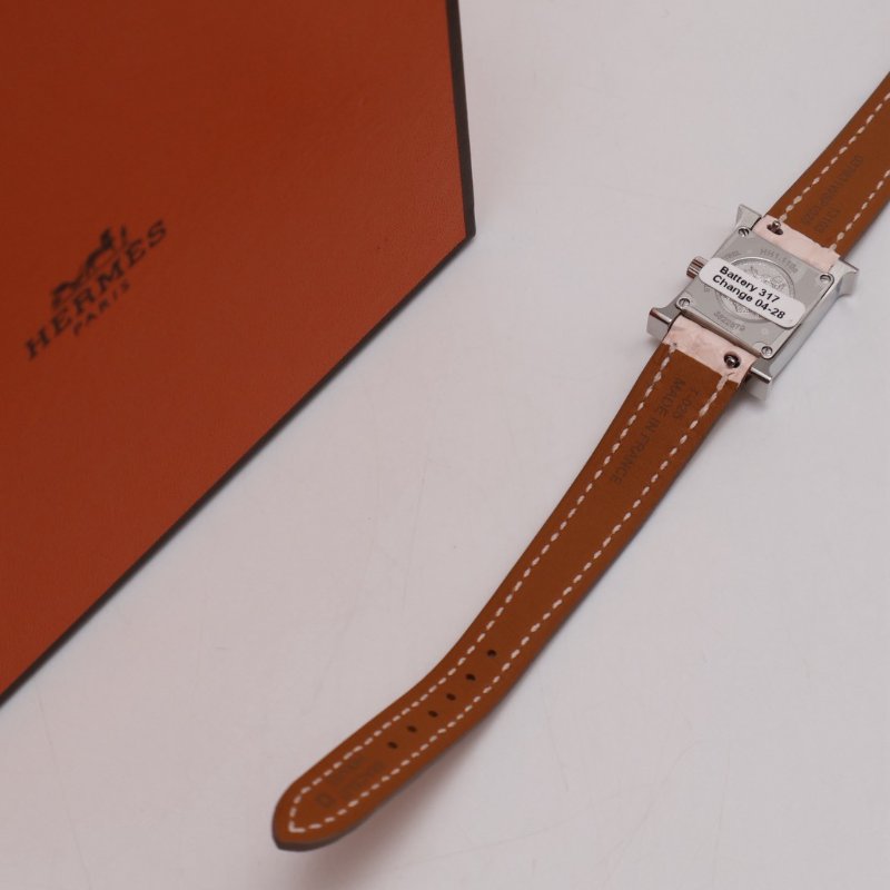 HERMES Heure H腕錶 - 鱷魚皮錶帶薔薇粉銀 21 K-4