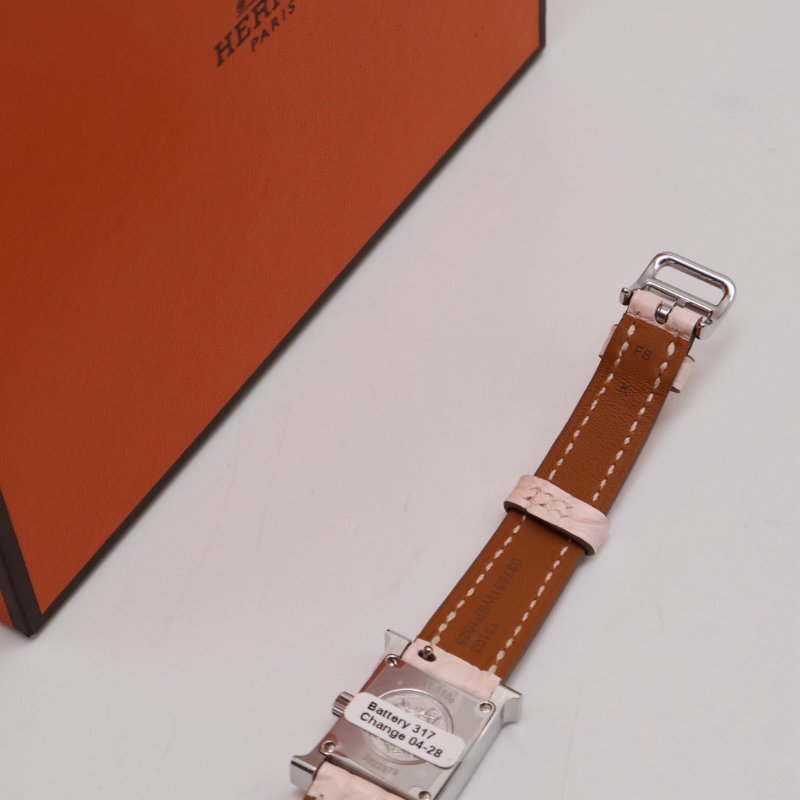 HERMES Heure H腕錶 - 鱷魚皮錶帶薔薇粉銀 21 K-5