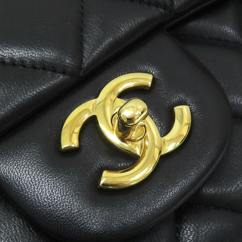 黑色 菱格紋 羊革 Maxi Classic Flap 鍊帶 肩背包 (無卡)【CHANEL 香奈兒】-12