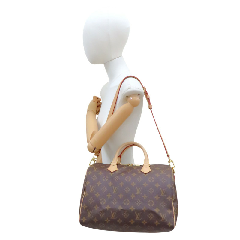 棕色 原花帆布 Speedy Bandouliere 30  兩用包【LOUIS VUITTON LV 路易威登】 M46980-8