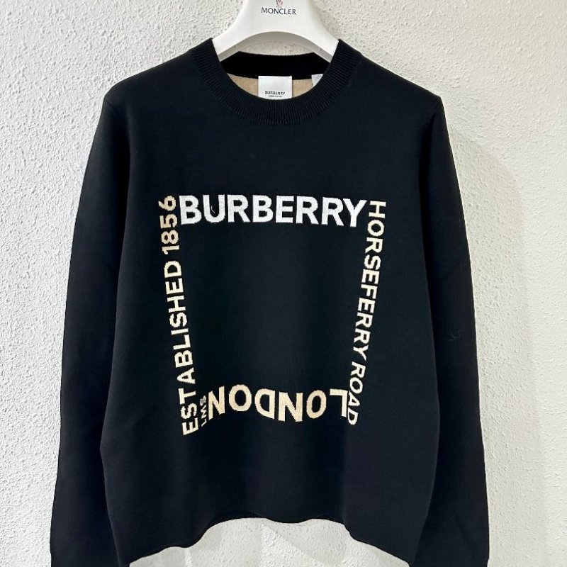 Burberry Horseferry Square Wool Blend Jacquard Sweater for Women in Black - 8052414-Black ( Size: S / M / L  )-2