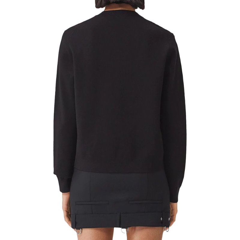Burberry Horseferry Square Wool Blend Jacquard Sweater for Women in Black - 8052414-Black ( Size: S / M / L  )-3