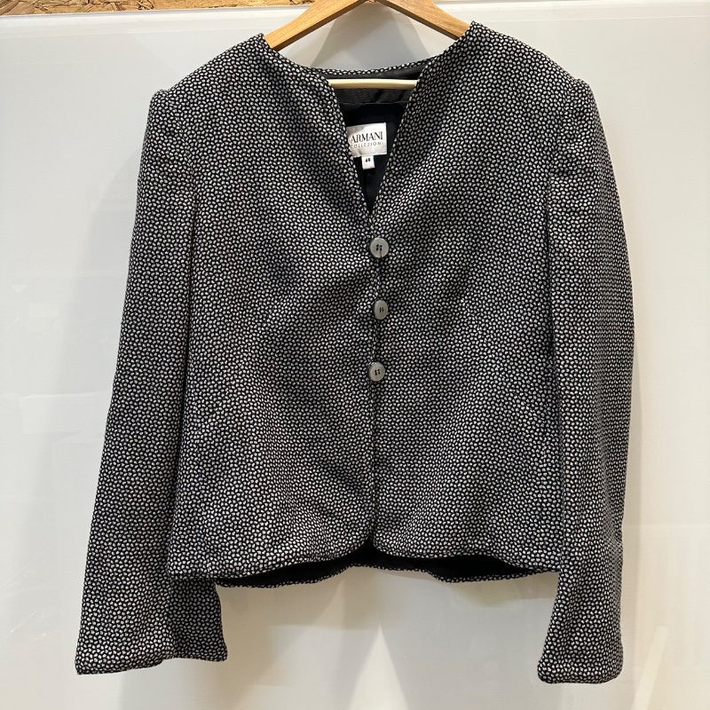 【美收精品】ARMANI 黑白點點灰釦西裝外套 4-526-0