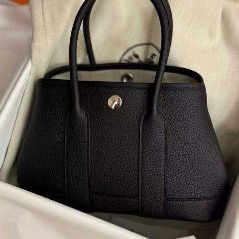Hermes mini Garden Party23  全皮 黑銀K