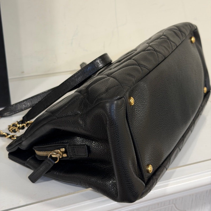 🉑肩背 #荔枝皮 #全網最低💰 香奈兒大雙c logo黑金托特包-10