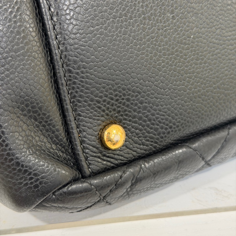 🉑肩背 #荔枝皮 #全網最低💰 香奈兒大雙c logo黑金托特包-14