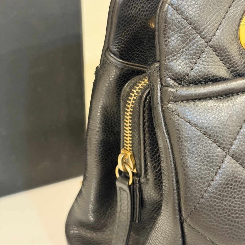 🉑肩背 #荔枝皮 #全網最低💰 香奈兒大雙c logo黑金托特包-19