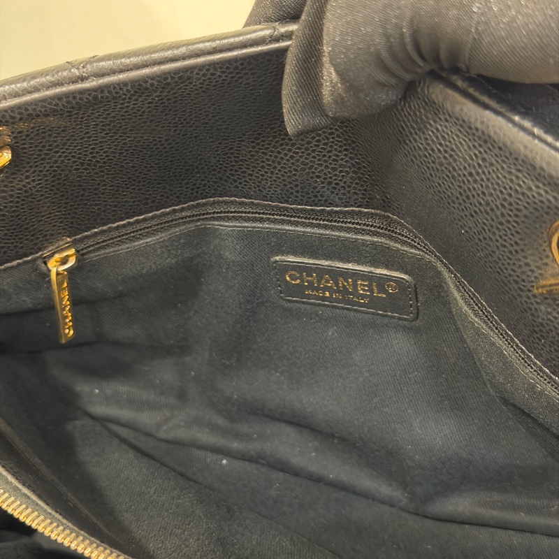 🉑肩背 #荔枝皮 #全網最低💰 香奈兒大雙c logo黑金托特包-21