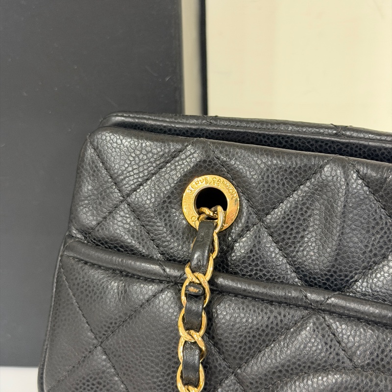 🉑肩背 #荔枝皮 #全網最低💰 香奈兒大雙c logo黑金托特包-27