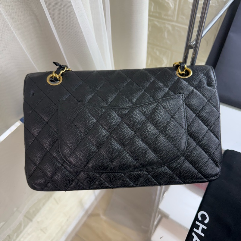 Chanel 香奈兒黑金魚子醬中號雙蓋cf鏈條包-2