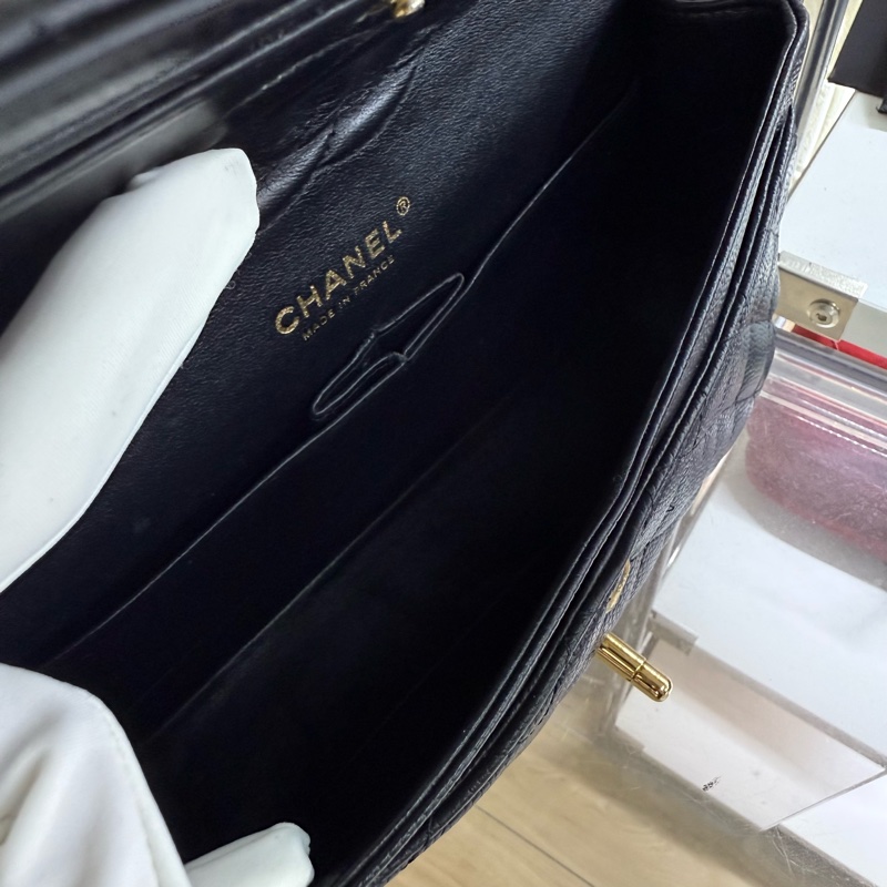 Chanel 香奈兒黑金魚子醬中號雙蓋cf鏈條包-6