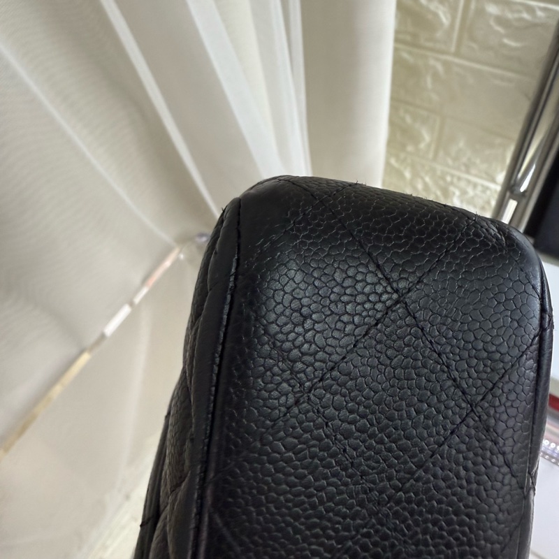 Chanel 香奈兒黑金魚子醬中號雙蓋cf鏈條包-12