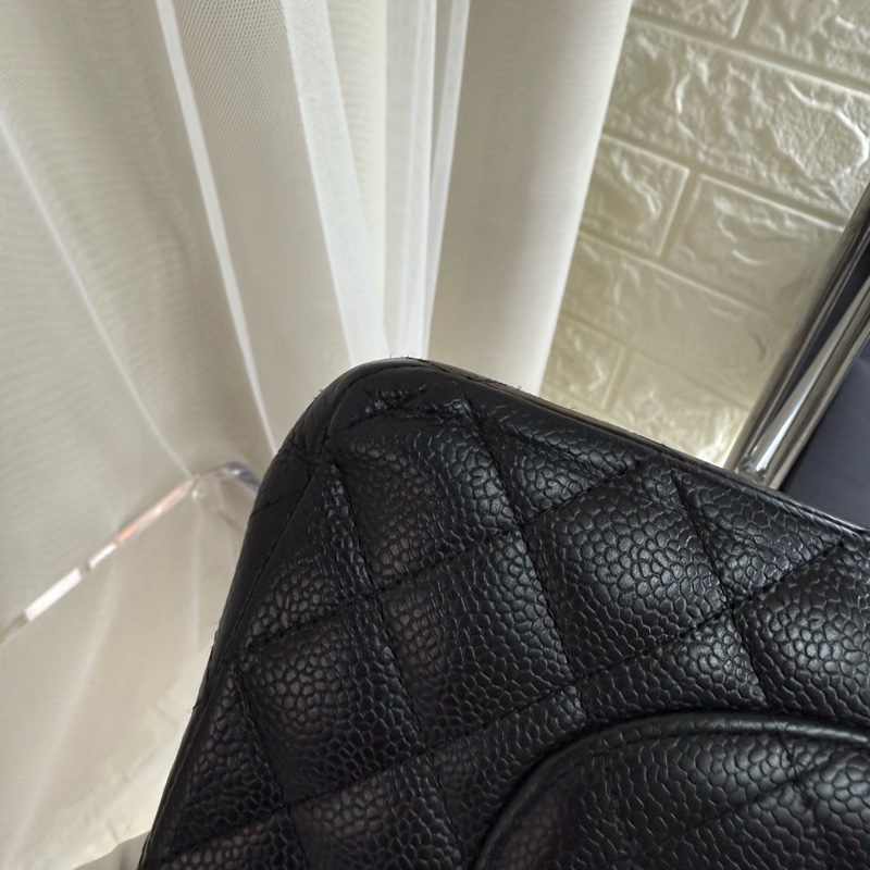 Chanel 香奈兒黑金魚子醬中號雙蓋cf鏈條包-13