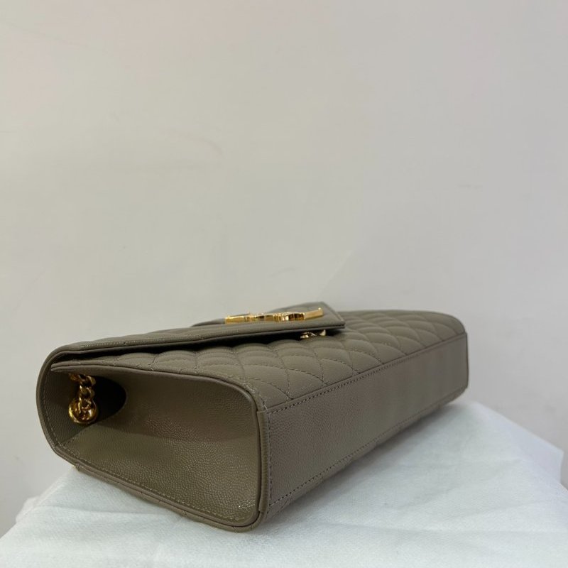 YSL棕荔枝牛皮金釦郵差包-3