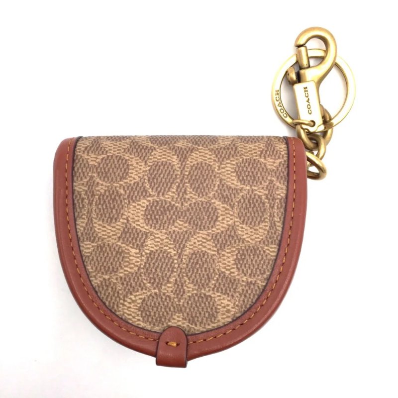 【COACH】馬蹄璇扣零錢包/吊飾-駝色-1