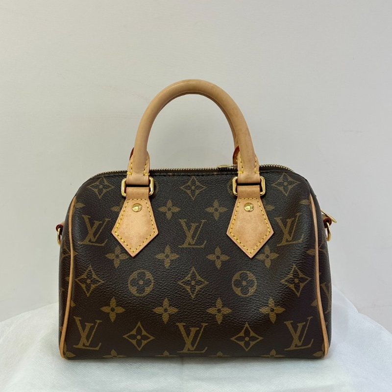 LV(M)Speedy 20cm 粉黑背帶-1