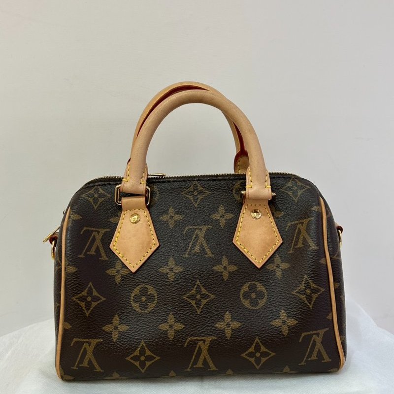 LV(M)Speedy 20cm 粉黑背帶-2