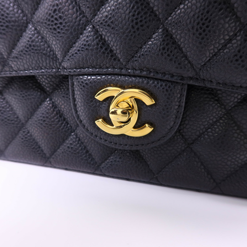 CHANEL 牛皮皮革Classic 25金扣鏈帶肩背袋-12