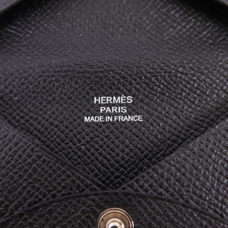 HERMES Epsom皮革Calvi銀扣卡片套-6