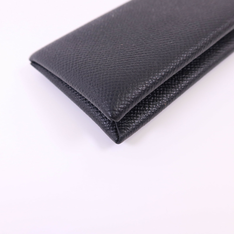 HERMES Epsom皮革Calvi銀扣卡片套-9