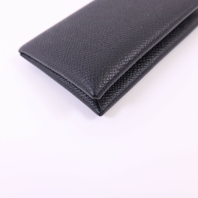 HERMES Epsom皮革Calvi銀扣卡片套-11