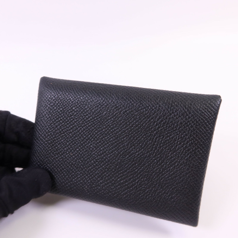 HERMES Epsom皮革Calvi銀扣卡片套-13