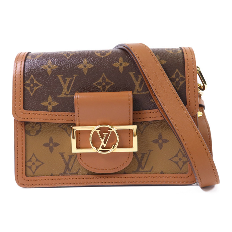 LOUIS VUITTON Monogram Reverse Mini Dauphine金扣肩背袋-0